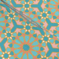 Islamic lace teal orange pastel Wallpaper