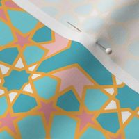 Islamic lace teal orange pastel Wallpaper