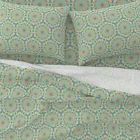 Islamic lace teal orange pastel Wallpaper