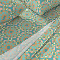 Islamic lace teal orange pastel Wallpaper