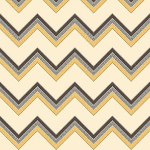 Texture Fringe Chevron / cream,grey,yellow,brown  