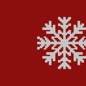 Wall Hanging red knit white snowflake Christmas