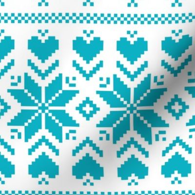 Christmas Star fair isle aqua blue