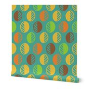 Boho mod leaves retro scandi teal yellow Wallpaper