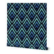 New Art deco diamonds blue stripes Wallpaper
