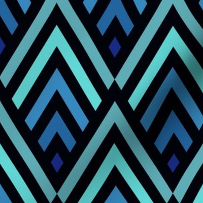 New Art deco diamonds blue stripes Wallpaper