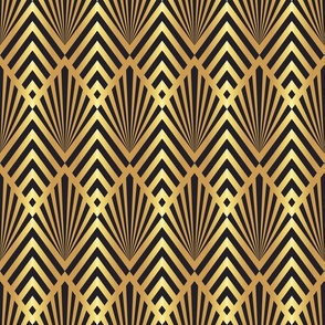 Gold Art Deco black striped diamonds