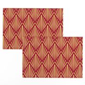 Gold art deco fans true red