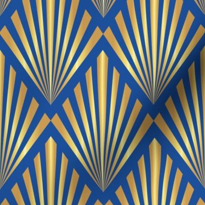 Gold art deco fans electric blue Wallpaper