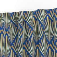 Gold art deco fans electric blue Wallpaper