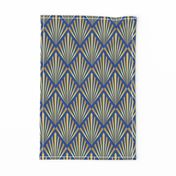 Gold art deco fans electric blue Wallpaper