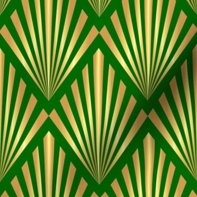 Gold Art Deco fans green Wallpaper