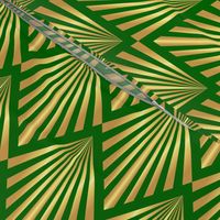 Gold Art Deco fans green Wallpaper