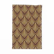 Gold art deco fans brown Wallpaper