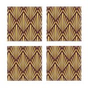 Gold art deco fans brown Wallpaper