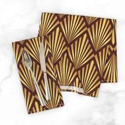 Gold art deco fans brown Wallpaper