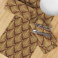 Gold art deco fans brown Wallpaper