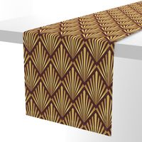 Gold art deco fans brown Wallpaper