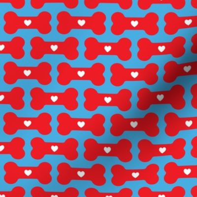 dog treats - red on blue - valentine's day