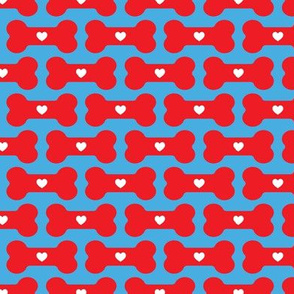 dog treats - red on blue - valentine's day