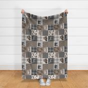 Old Farm Quilt 12sq - Soft Brown And grey - rotated 