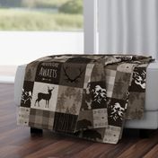 Adventure Awaits Quilt - Brown And Beige - mountains and woodland animals