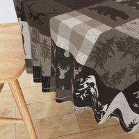 Adventure Awaits Quilt - Brown And Beige - mountains and woodland animals