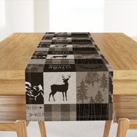 Adventure Awaits Quilt - Brown And Beige - mountains and woodland animals