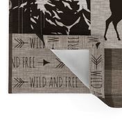 Adventure Awaits Quilt - Brown And Beige - mountains and woodland animals