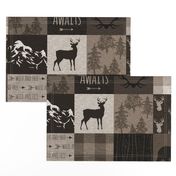 Adventure Awaits Quilt - Brown And Beige - mountains and woodland animals