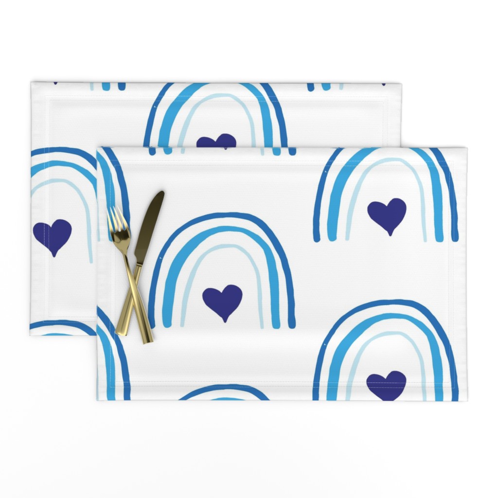 Blue rainbow with hearts. Use the design for baby boy nursery,  duvet cover bedding, playroom wallpaper and baby boy blanket.