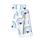 Blue rainbow with hearts. Use the design for baby boy nursery,  duvet cover bedding, playroom wallpaper and baby boy blanket.