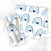 Blue rainbow with hearts. Use the design for baby boy nursery,  duvet cover bedding, playroom wallpaper and baby boy blanket.