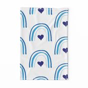 Blue rainbow with hearts. Use the design for baby boy nursery,  duvet cover bedding, playroom wallpaper and baby boy blanket.