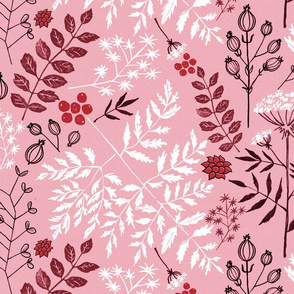 Floral Block Print pastel pink