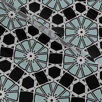 Hexagonal Silver & Cyan Art Deco Inspired Geometric Modern Art Deco