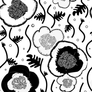 Black and White floral wallpaper