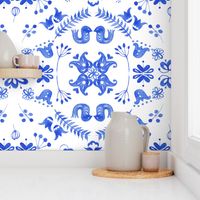 scandi garden blue white watercolor tile