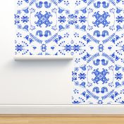 scandi garden blue white watercolor tile