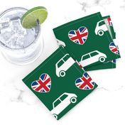 Mini Cooper Hearts - Union Jack Green - Large