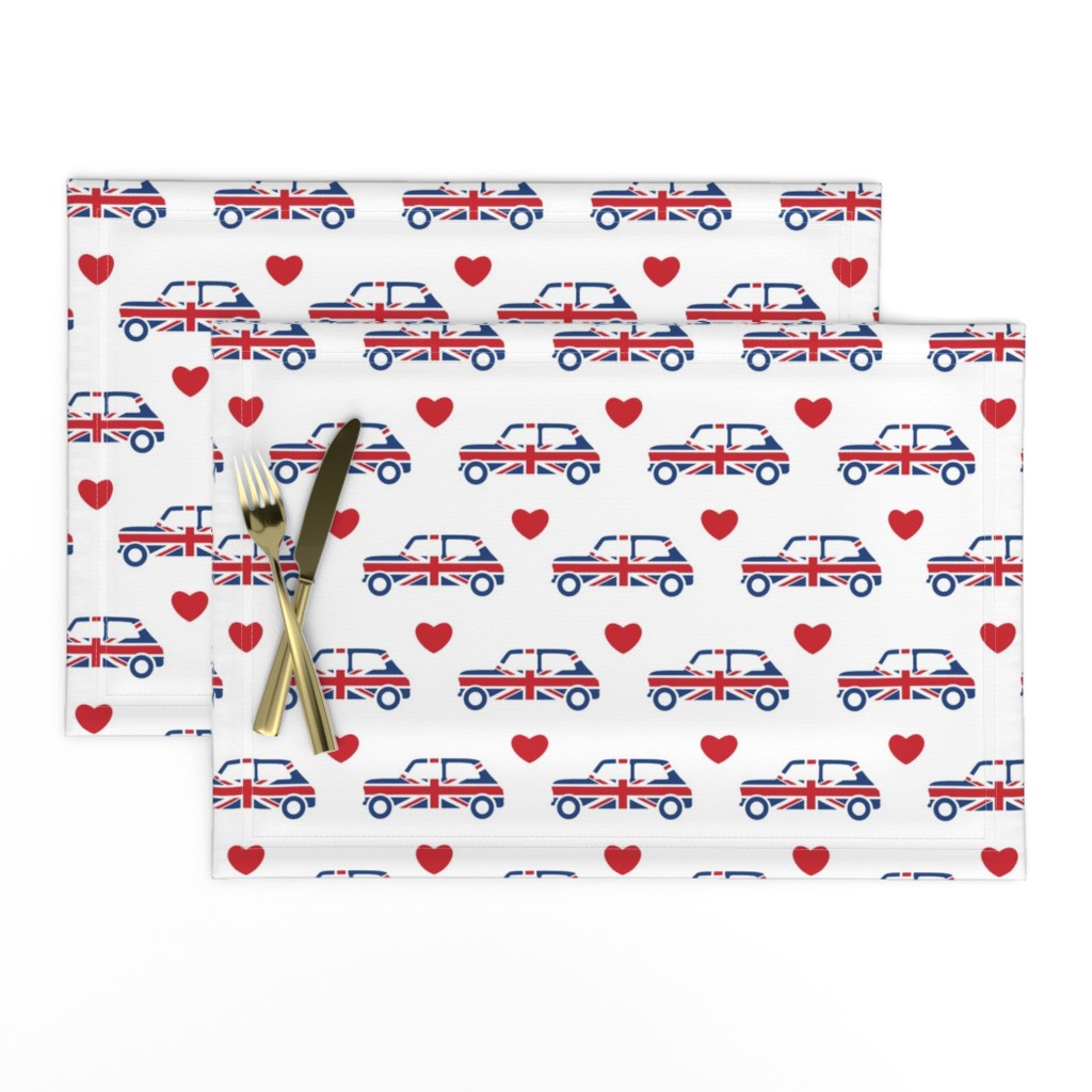 Mini Cooper Hearts - Union Jack Car - White - Large