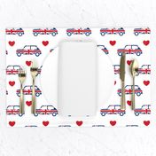 Mini Cooper Hearts - Union Jack Car - White - Large