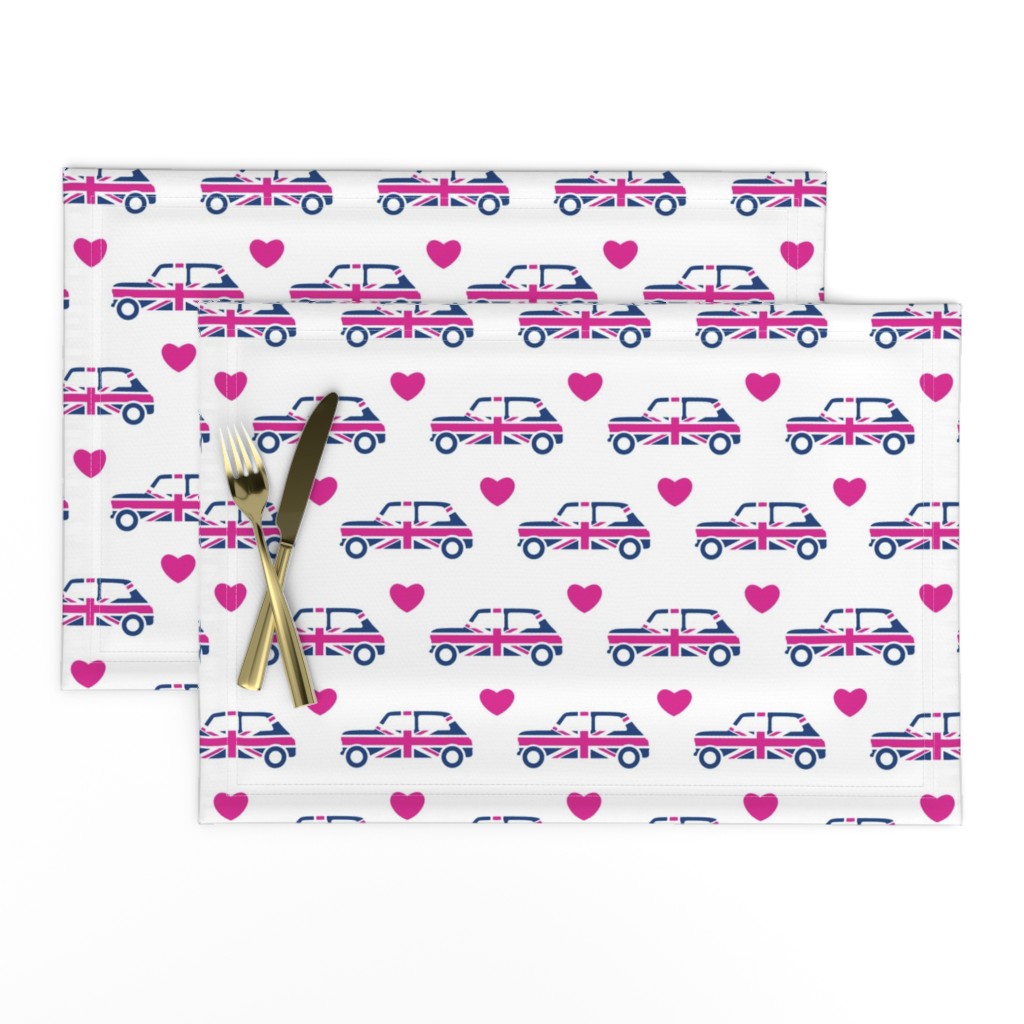 Mini Cooper Hearts - Union Jack Car - Bright Pink - Large