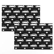 Mini Cooper Hearts - Black - Large