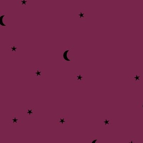 Dreamy night counting stars under the moon woodland camping trip christmas winter maroon