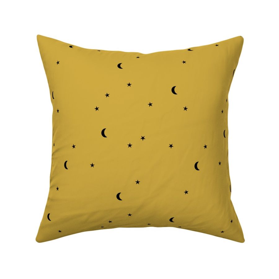 Dreamy night counting stars under the moon woodland camping trip yellow ochre summer winter