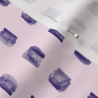 Indigo watercolor square stains on pink