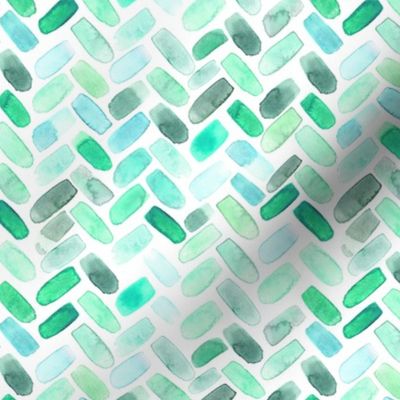 Emerald herringbone || watercolor chevron brush stroke pattern