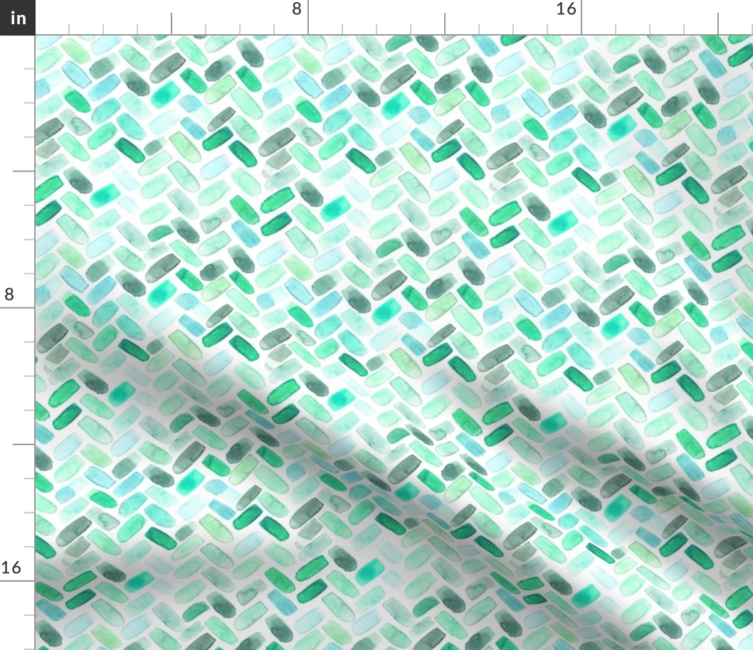 Emerald herringbone || watercolor chevron brush stroke pattern