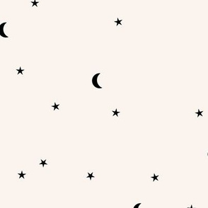 Dreamy night counting stars under the moon woodland camping trip christmas winter creme monochrome